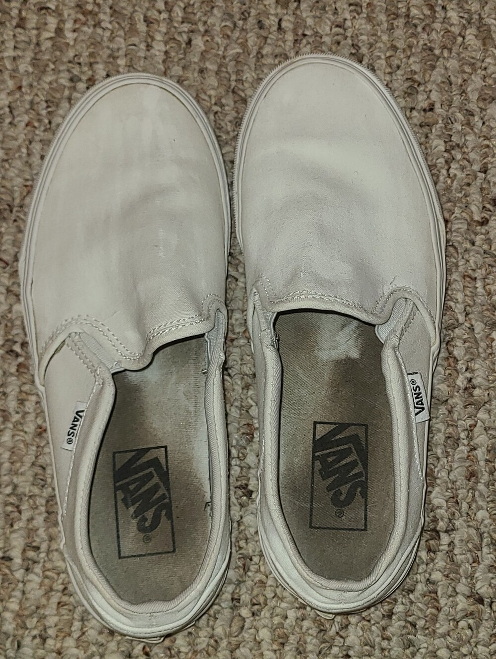 Well Worn Stained white VANS size 8 Womens- Flaws Read